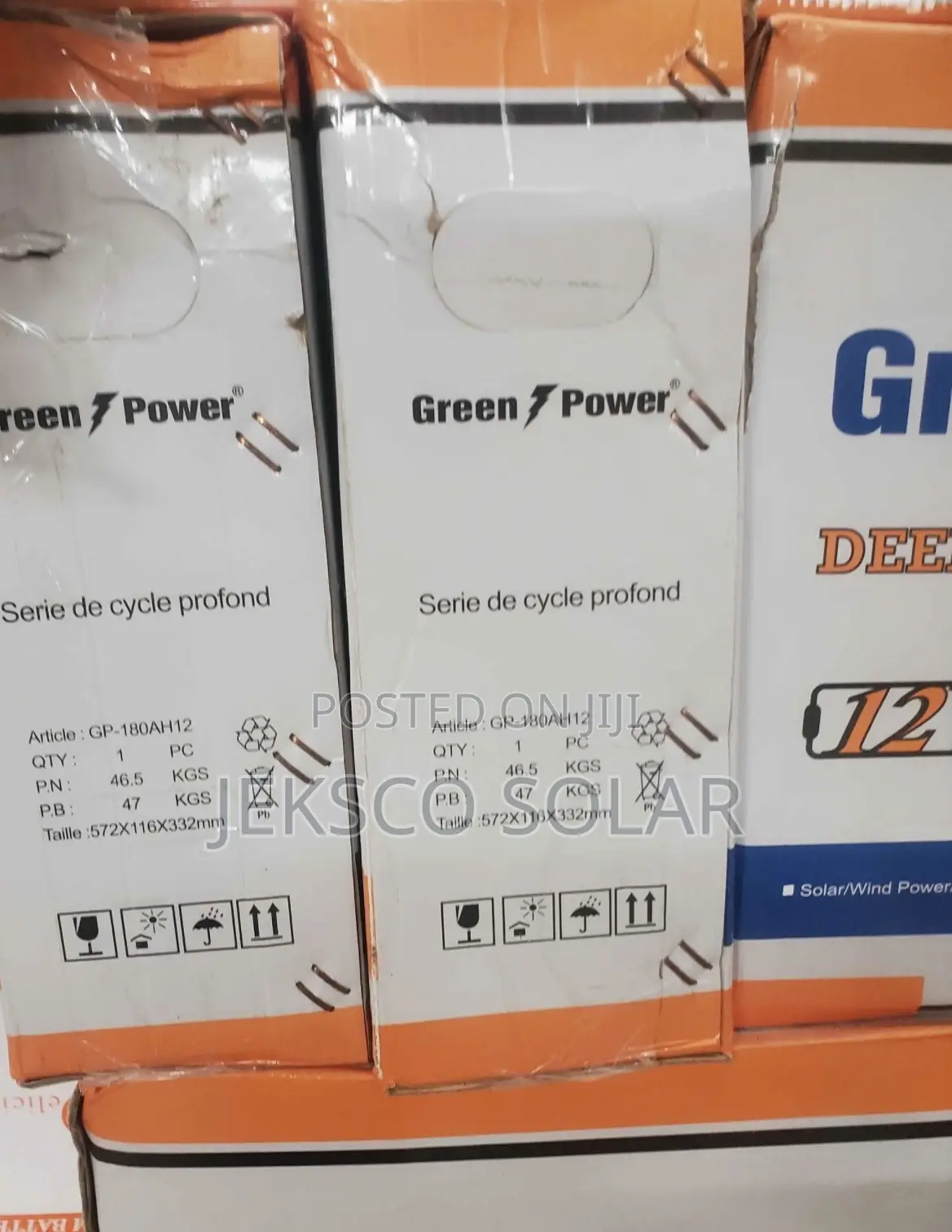 180ah Green Power Solar Battery, Slim, 12v