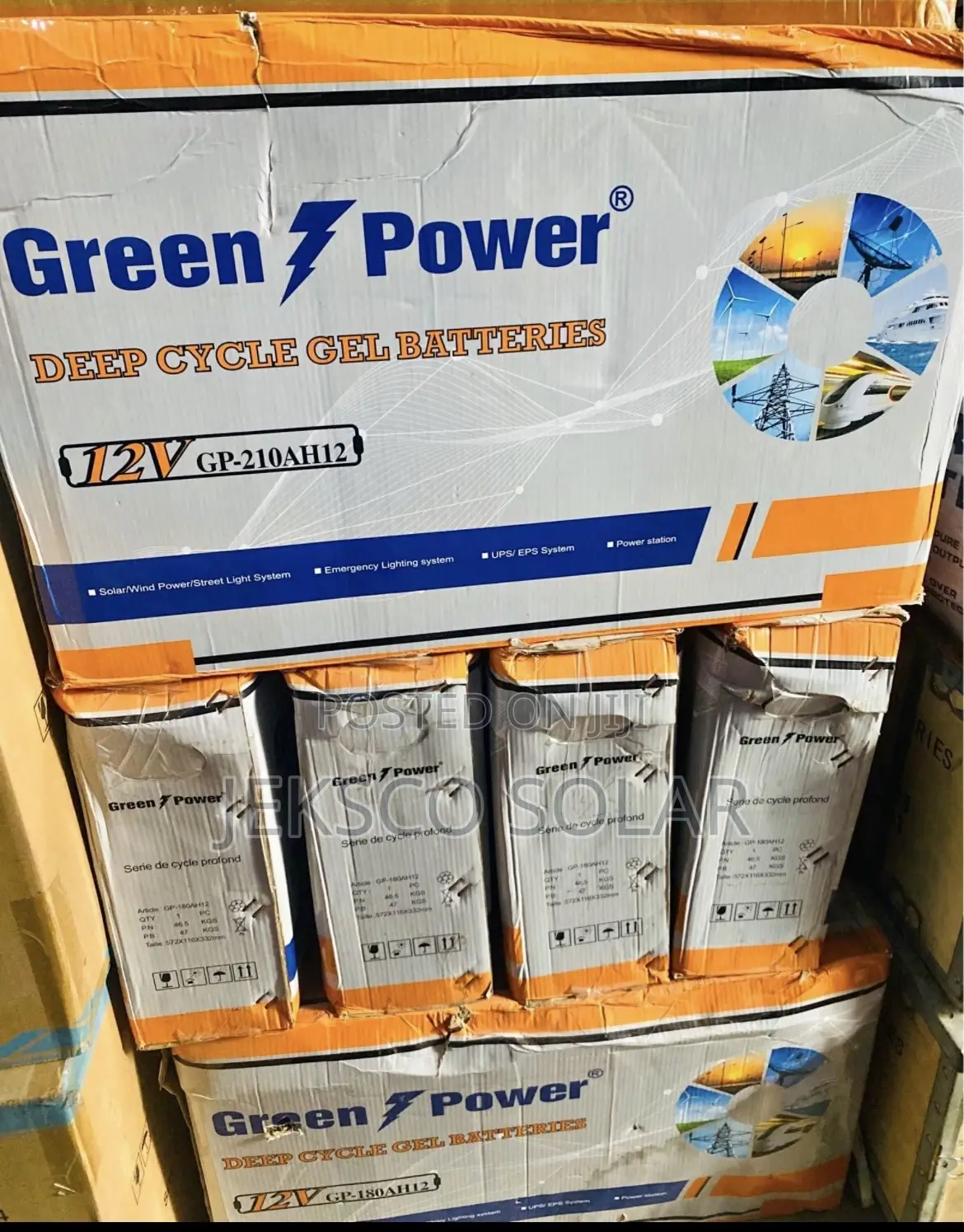 180ah Green Power Solar Battery, Slim, 12v