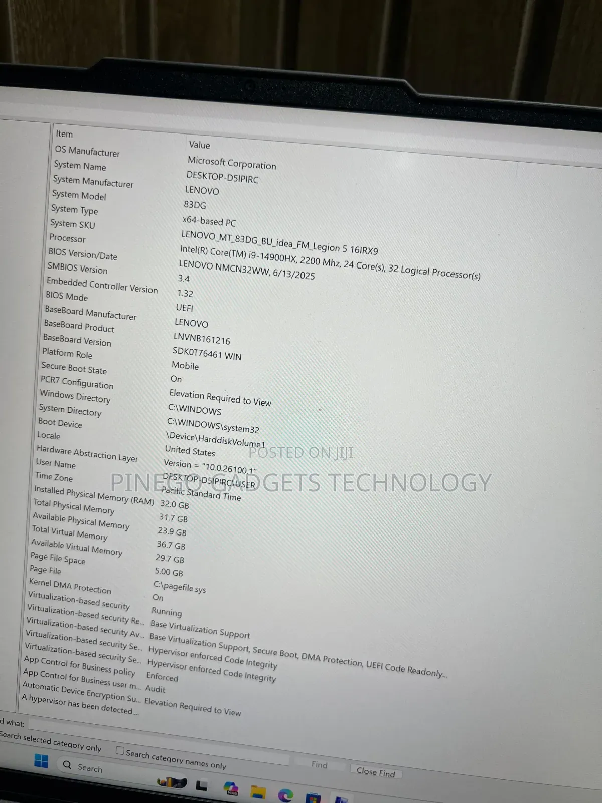 Laptop Lenovo Legion 5 32GB Intel Core i9 SSD 1T