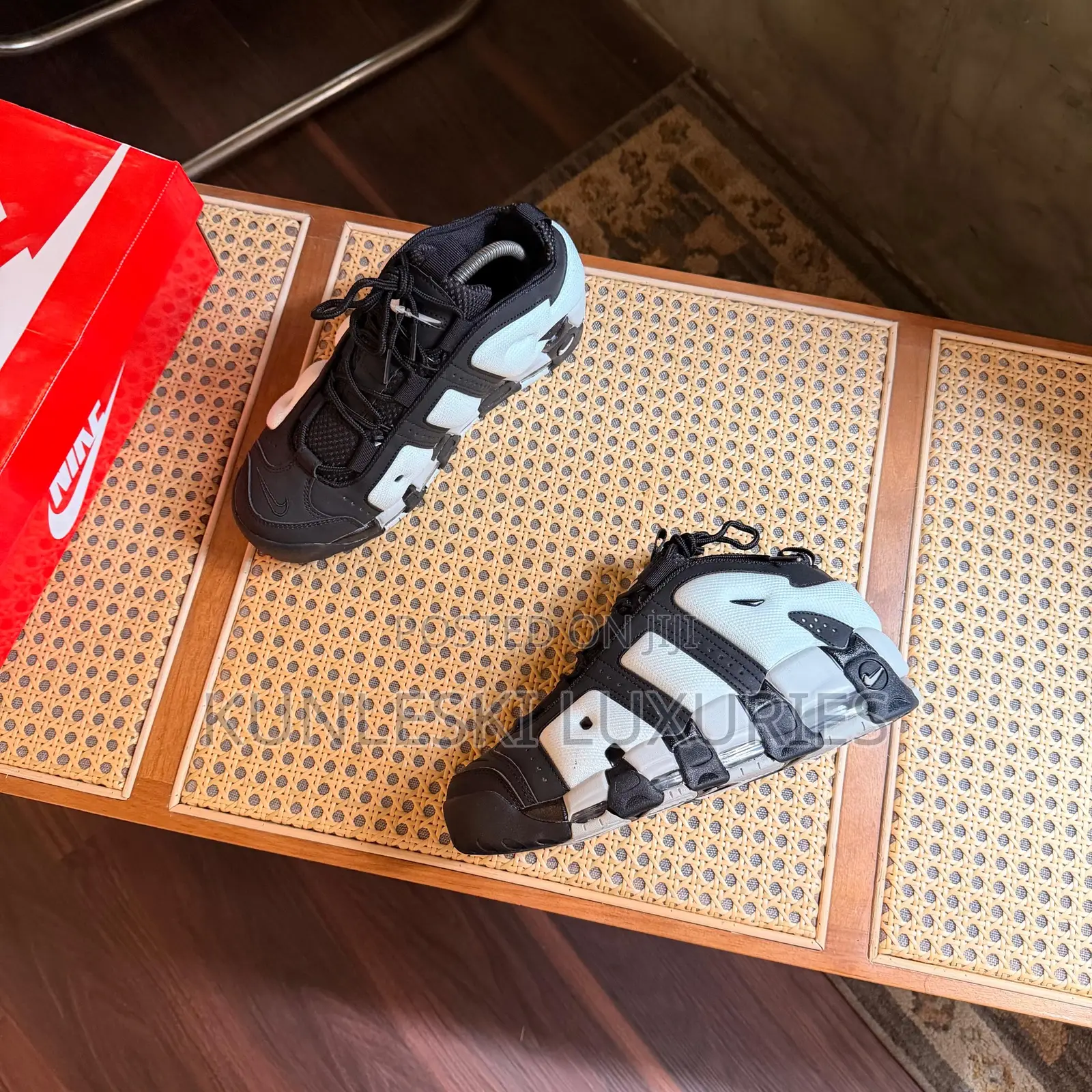 Original Nike Air More Uptempo Low Black Metallic Photon Dust Sneakers