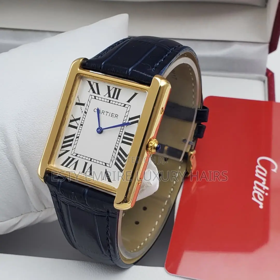 High Quality Golden Colour Cartier Tank Leather