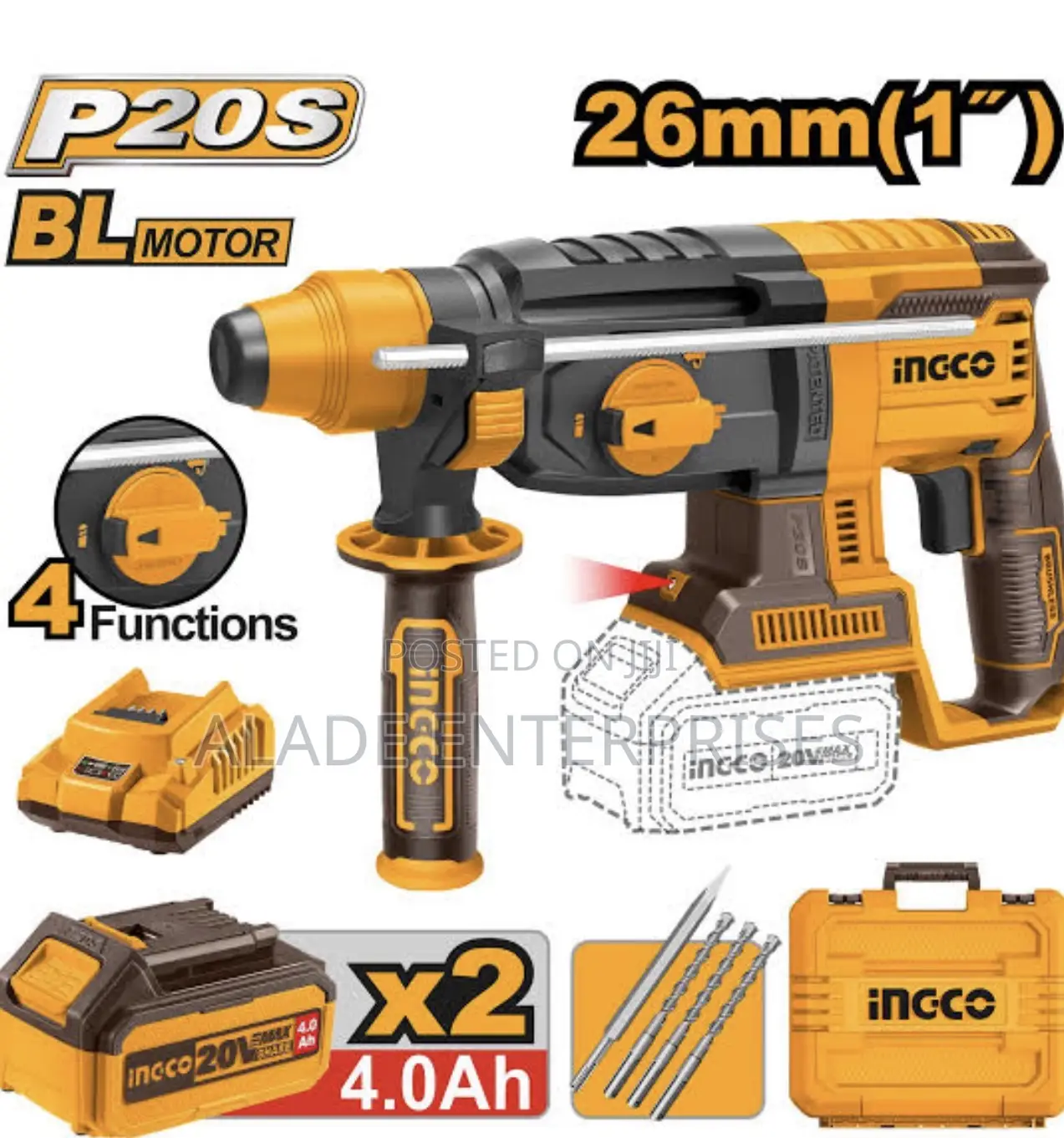 Ingco 20v Lithium-ion Cordless Rotary Hammer