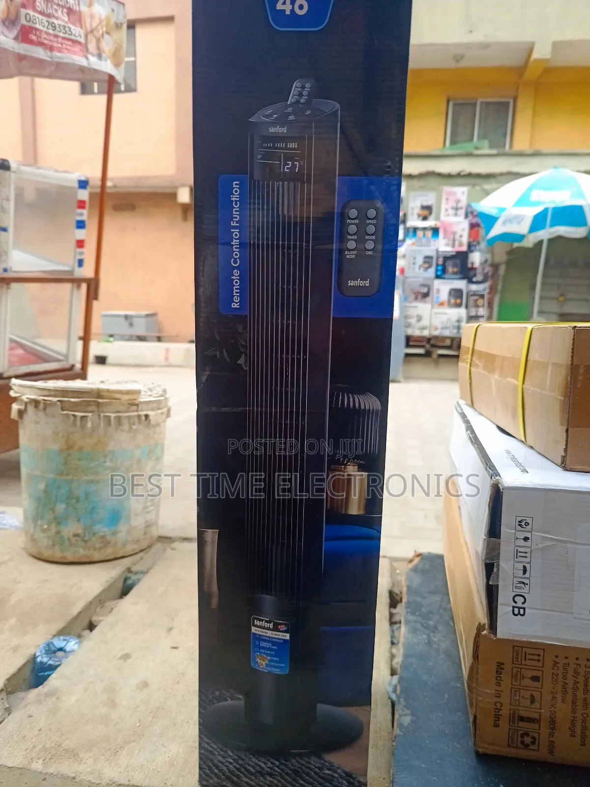 46" Matte Black Sanford Electrical Tower Fan