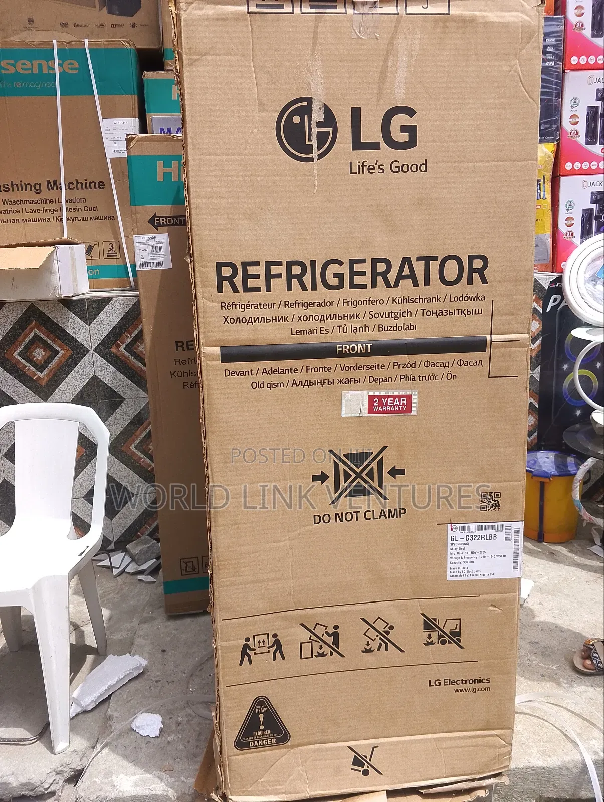 L G Standing Fridge Double Door Stainless Body