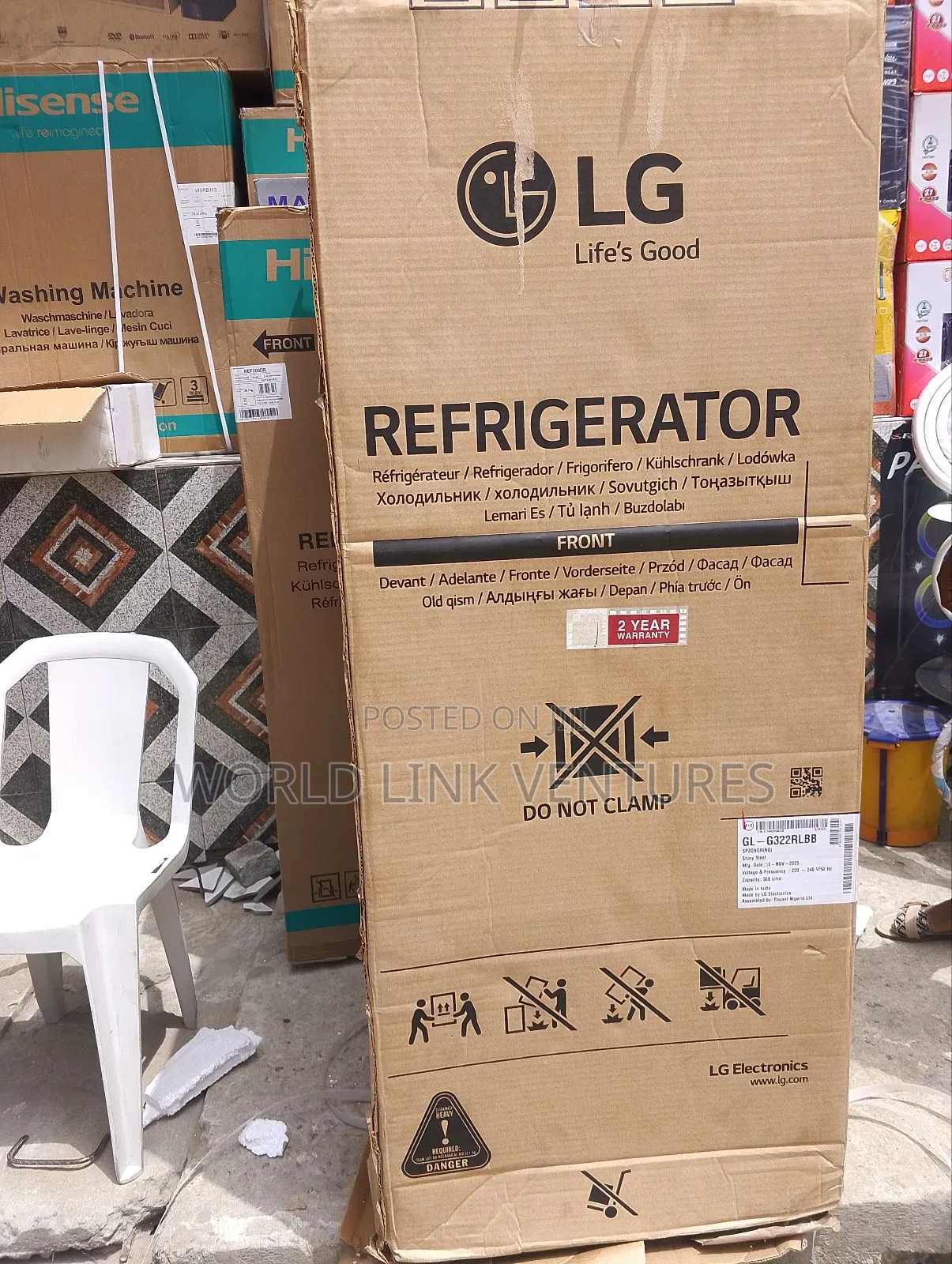 L G Standing Fridge Double Door Stainless Body