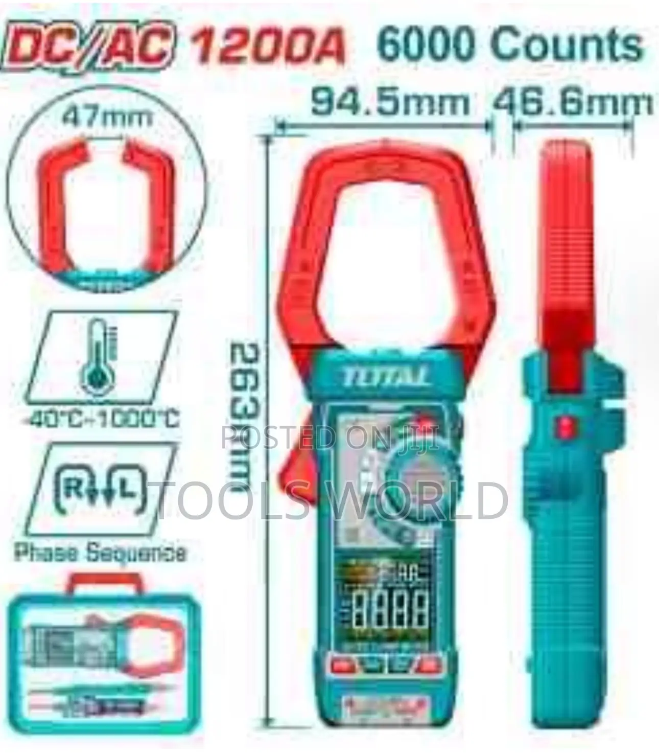Total 1200a Dc/Ac Clamp Meter (True RMS 6000 Counts)