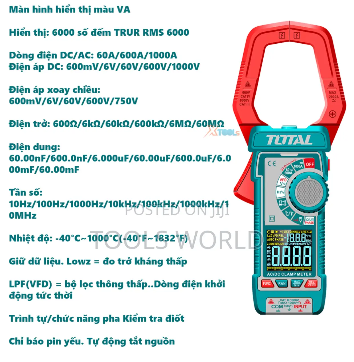 Total 1200a Dc/Ac Clamp Meter (True RMS 6000 Counts)