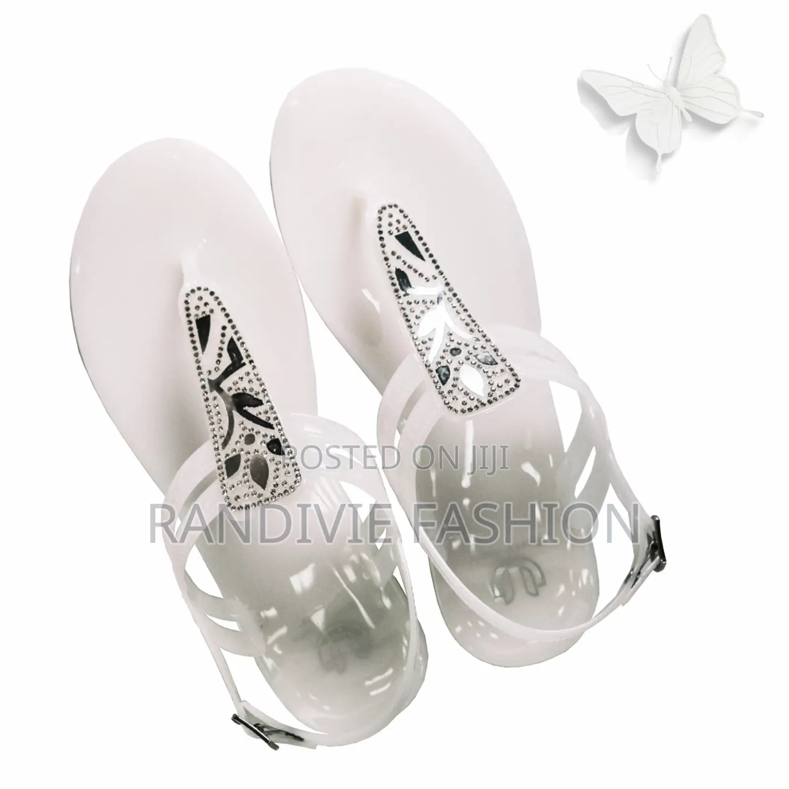 White - Leaves Sandals