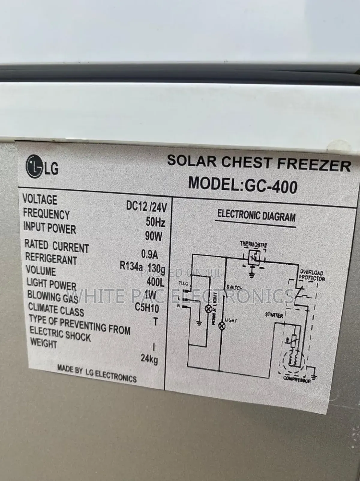 Lg Solar Freezer 400 Liter ( Solar And Light ) For Ice Block Maker