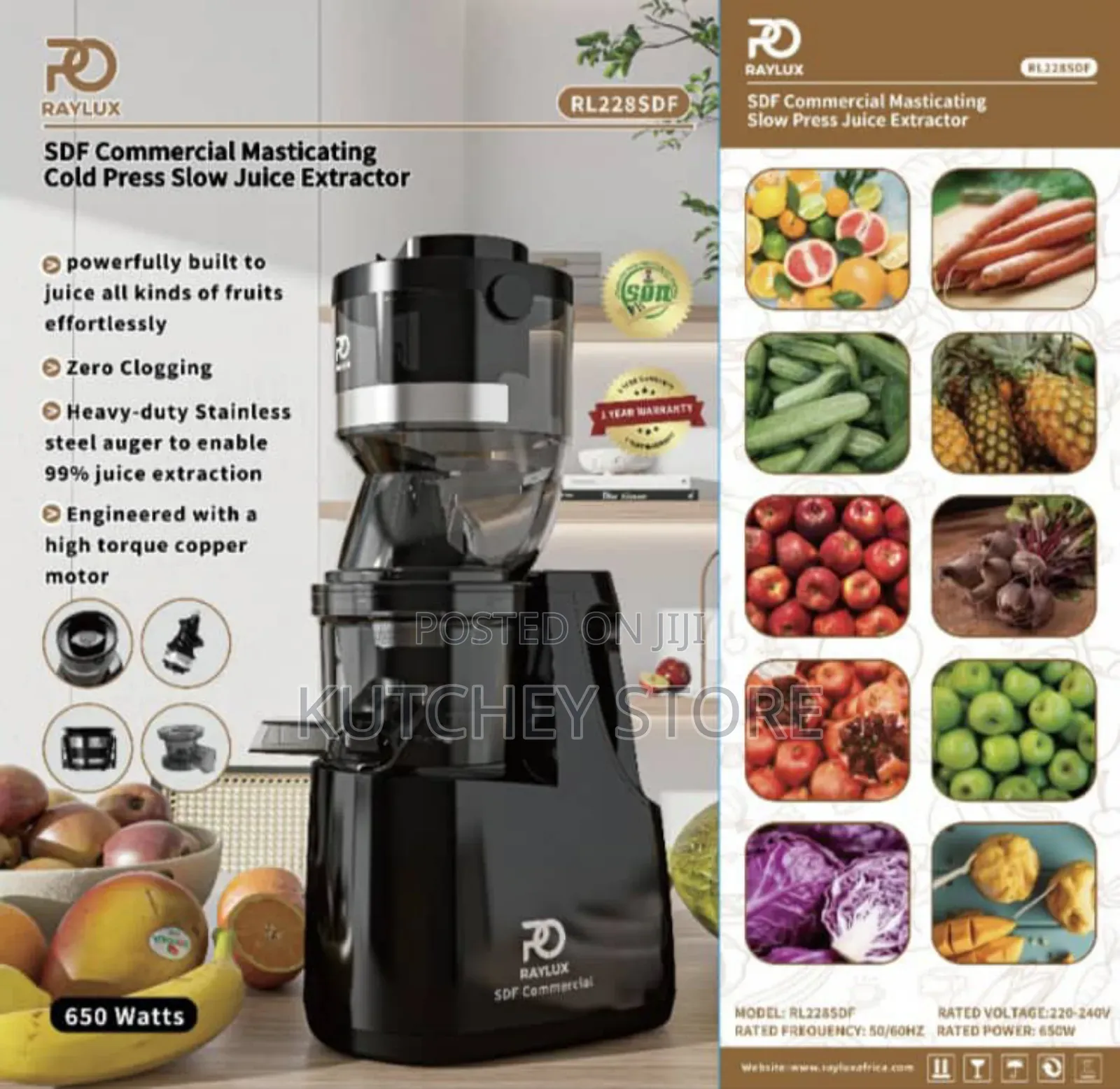 Raylux Sdf High Torque Motor Commercial Masticating Cold Press Juicer