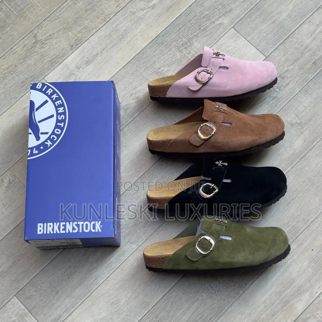 Original Birkenstock Chrome Boston Suede Mules Half Shoe
