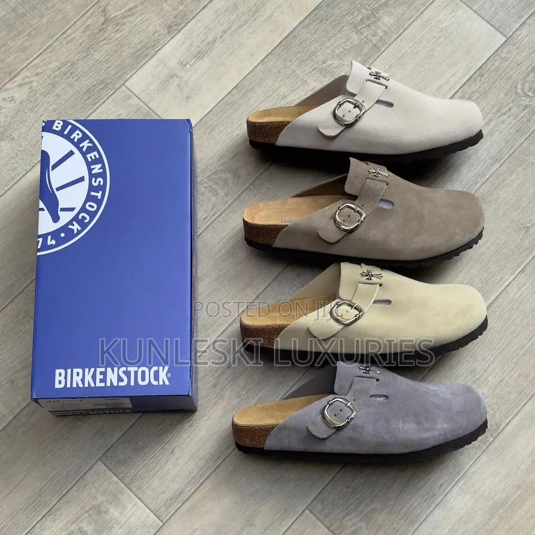 Original Birkenstock Chrome Boston Suede Mules Half Shoe