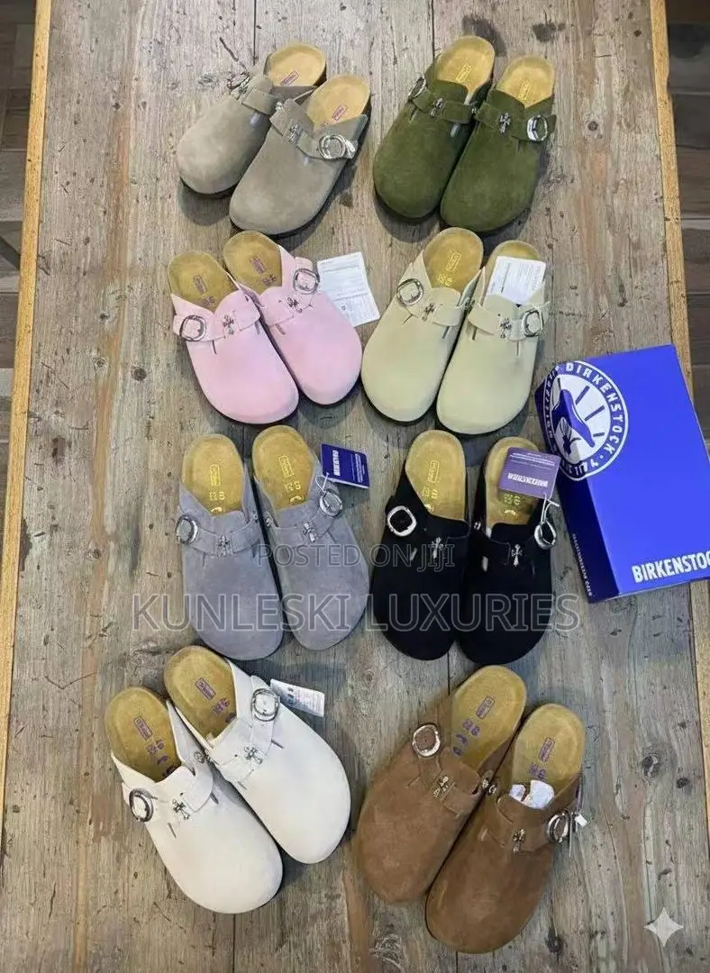 Original Birkenstock Chrome Boston Suede Mules Half Shoe