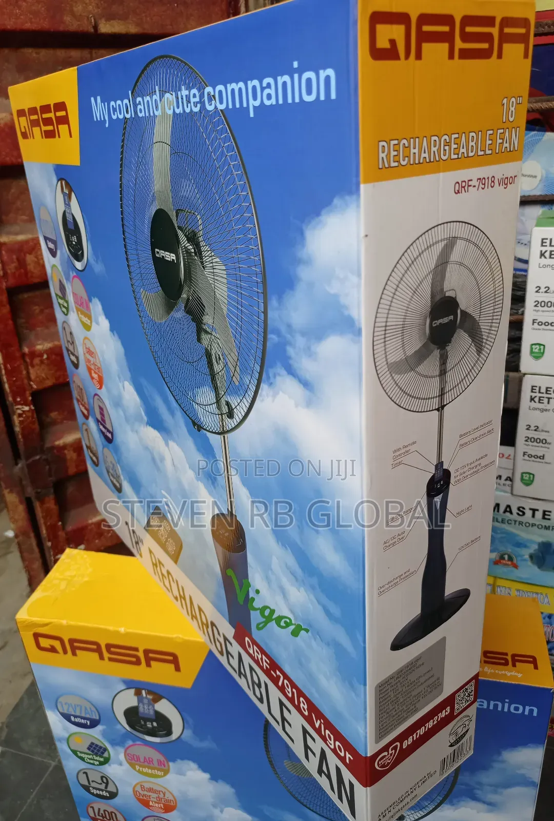 Qasa 18-inch Rechargeable Standing Fan With Remote Control 7918 Vigor