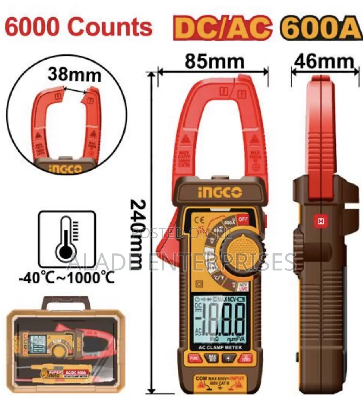 Ingco Dc/Ac Clamp Meter 600a 6000 Counts
