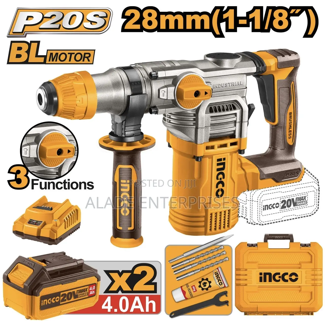 Ingco Cordless Rotary Hammer Drill 28mm 45j