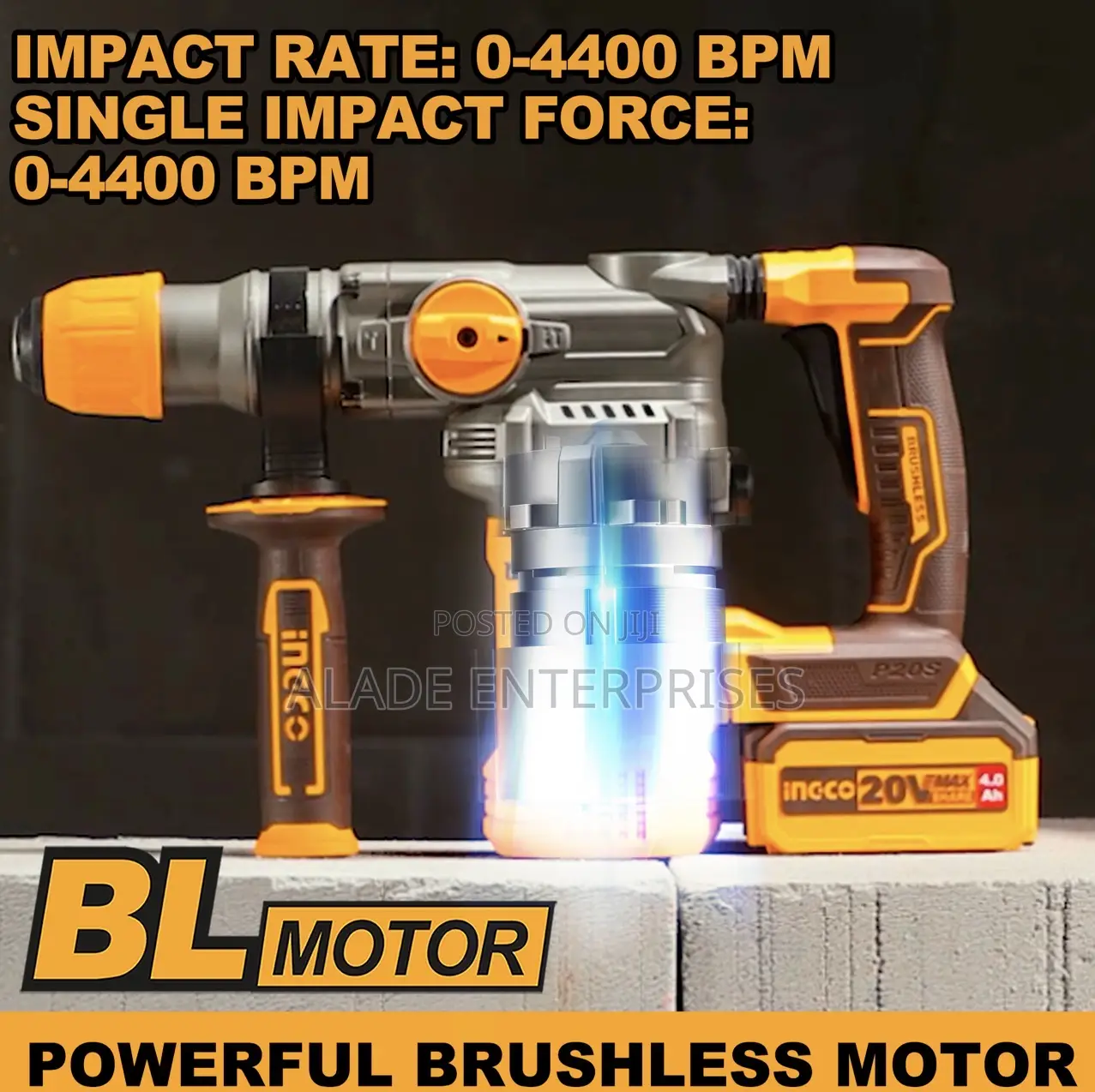 Cordless Rotary Hammer 20v 28mm + 2 Battery 5.0ah