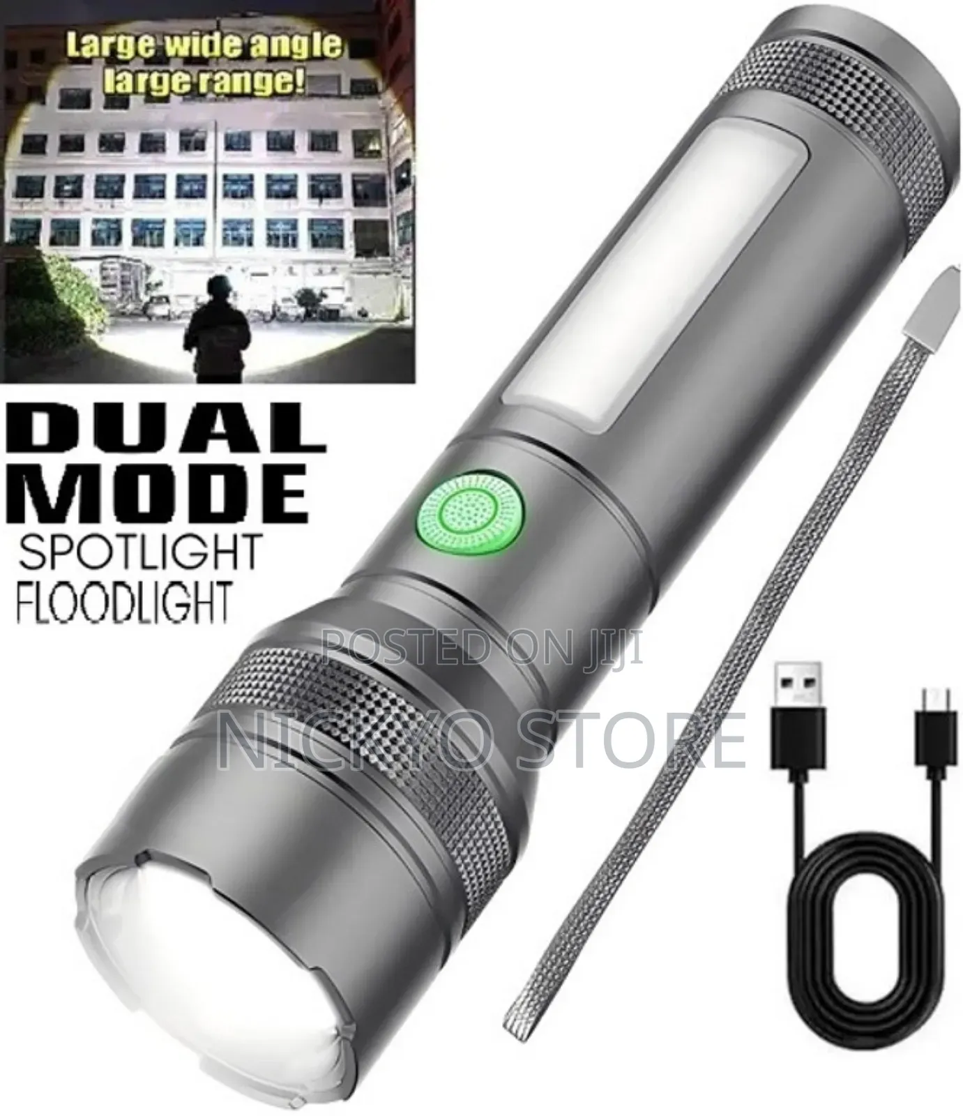 2-in-1 Rechargeable Flashlight + Side Lamp