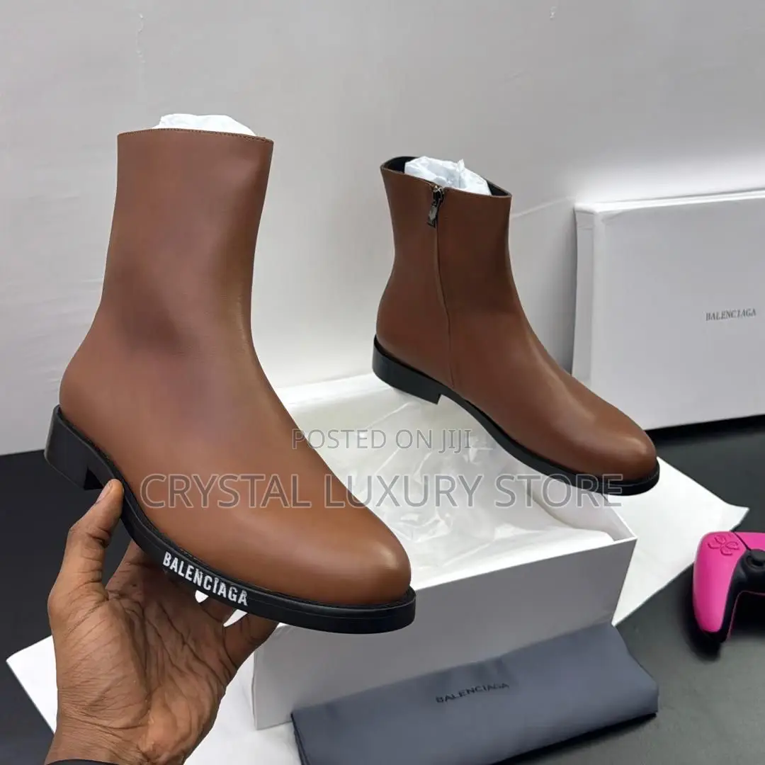 Balenciaga Quality Luxury Men Genuine Leather Boots