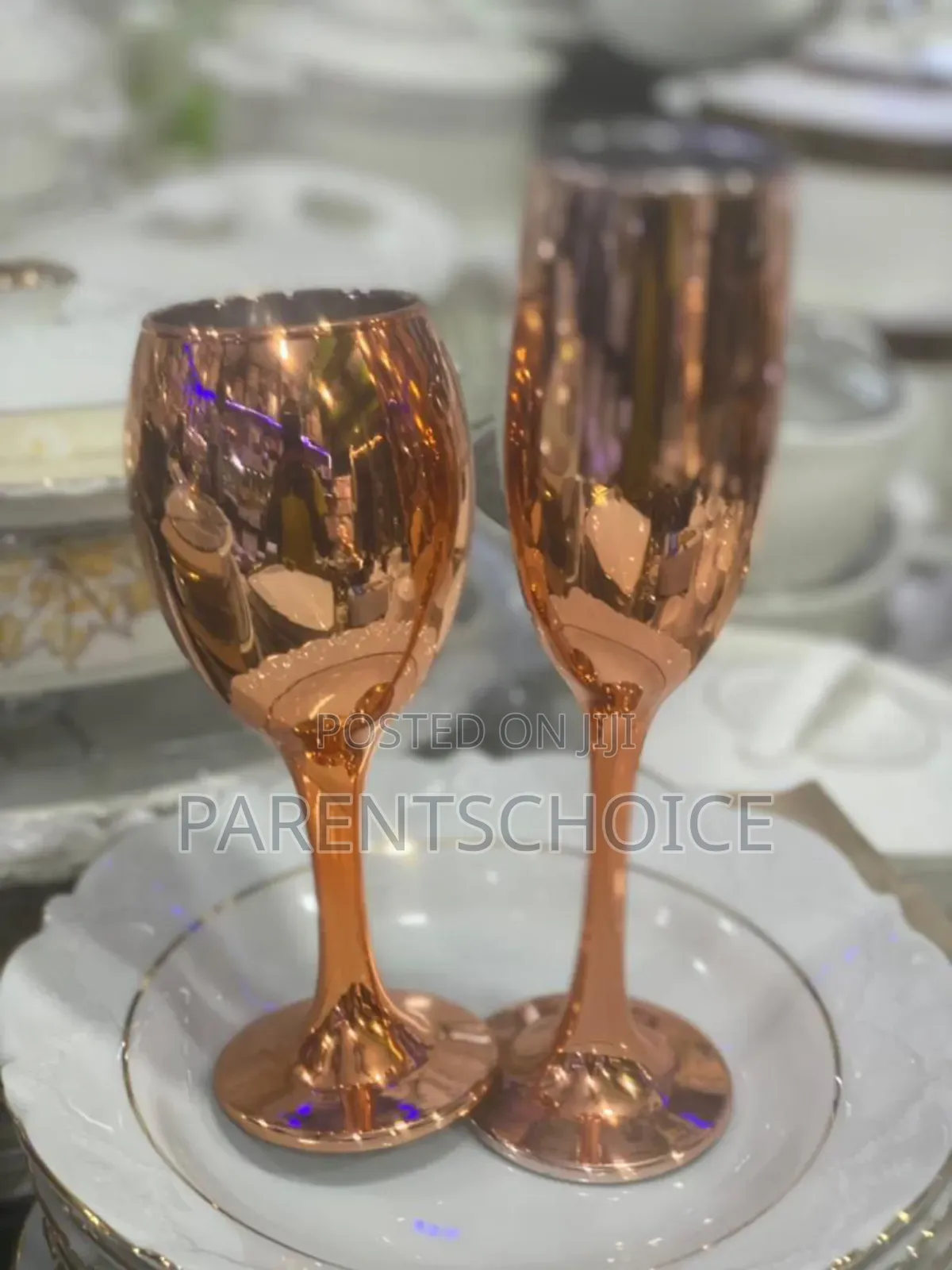 Elegant Metallic Style Champagne Glasses - Set of 6 - Rose Gold