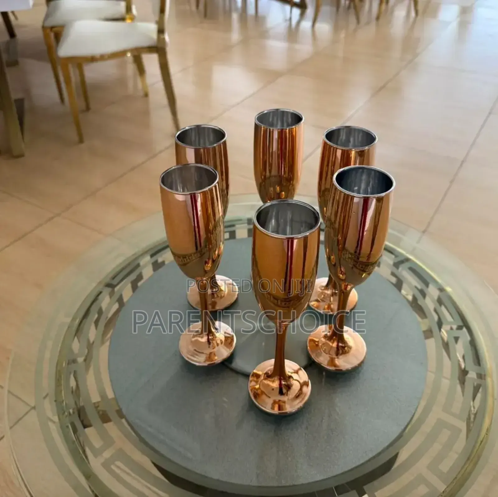 Elegant Metallic Style Champagne Glasses - Set of 6 - Rose Gold