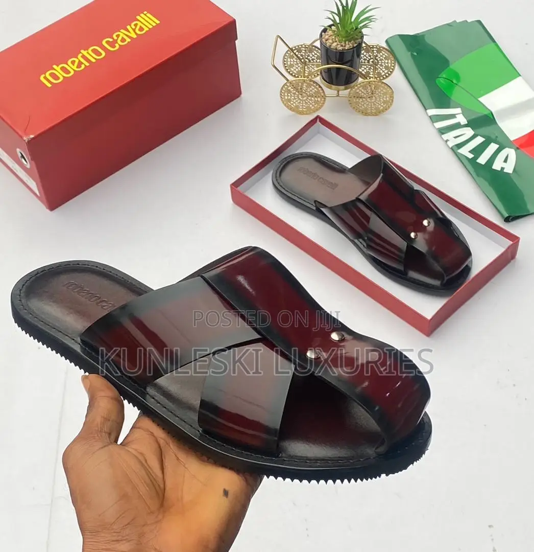 Italian Roberto Cavalli Matured Leather Slippers