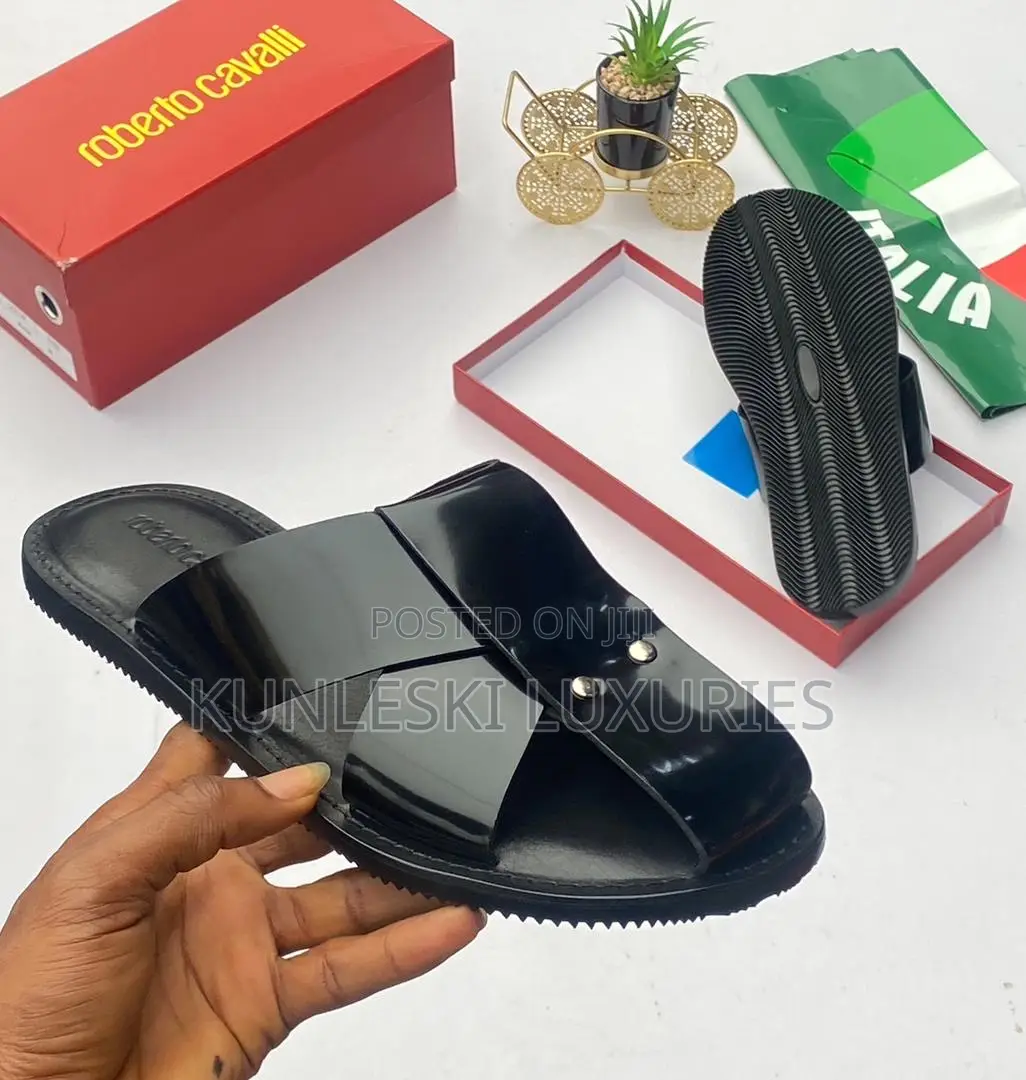Italian Roberto Cavalli Matured Leather Slippers