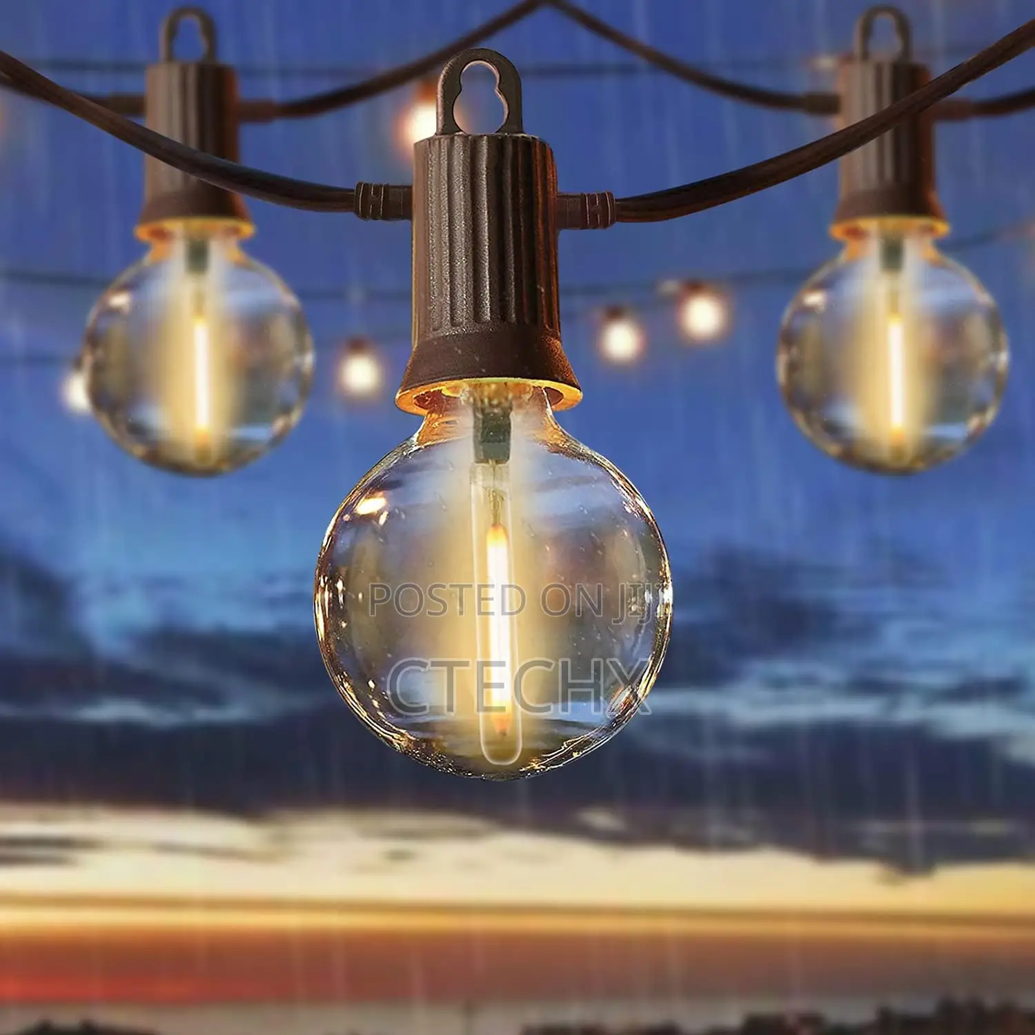 Zotoyi 100ft Outdoor String Lights Led Mains Powered 50+2 Spare Bulbs