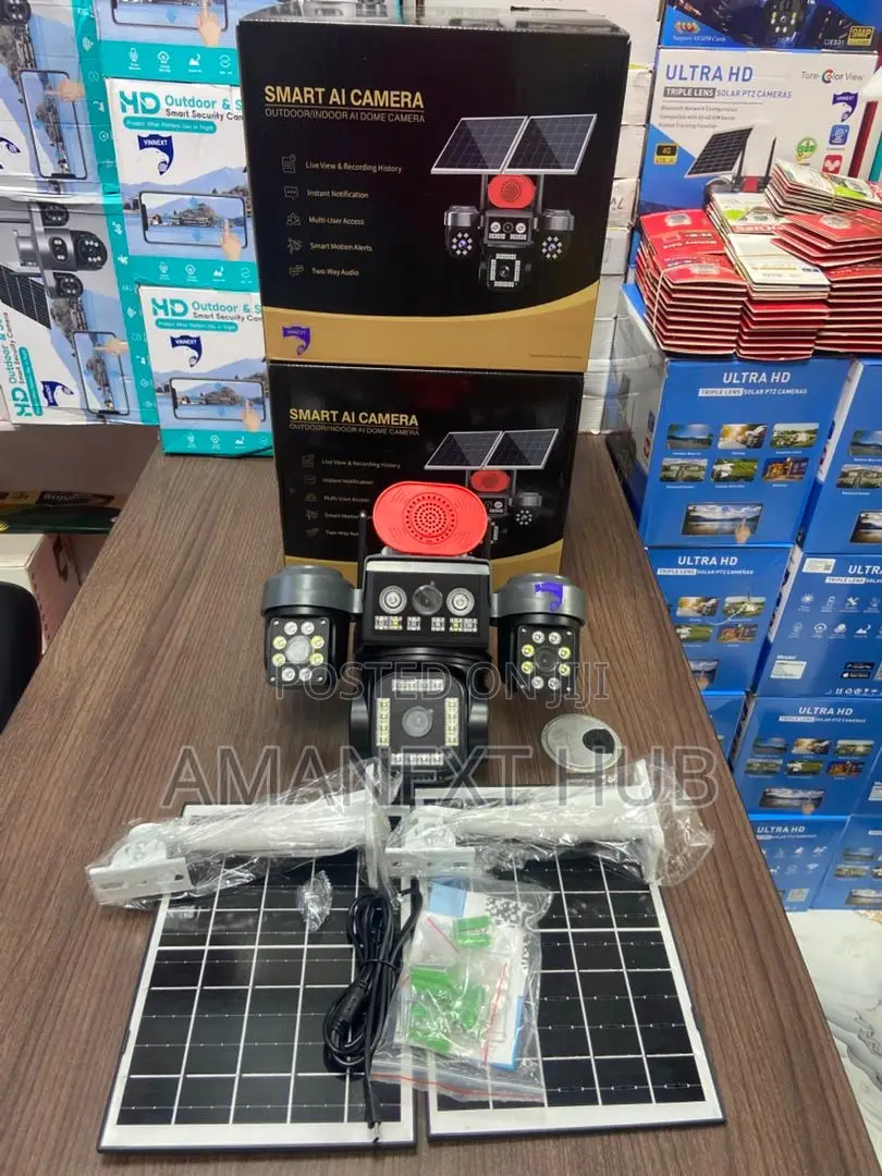 4 Lens Solar CCTV Camera With Double Panel
