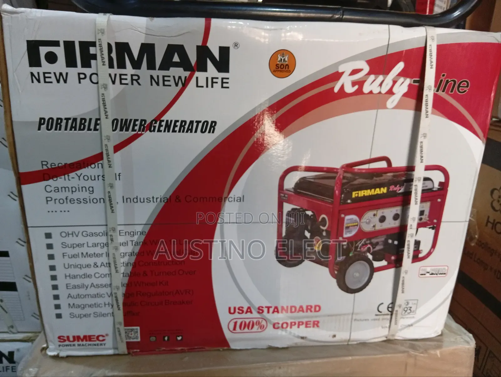 6.5kva Firman Petrol Automatic Generator, One Year Warranty.