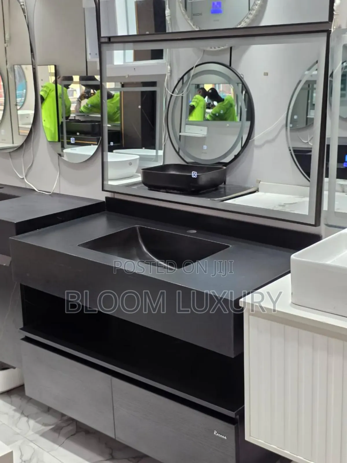 Matte Black Cabinet With Led Mirror