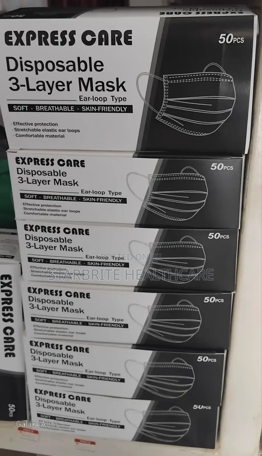 Disposable Face Mask - Black (3 Ply, Earloop Design)