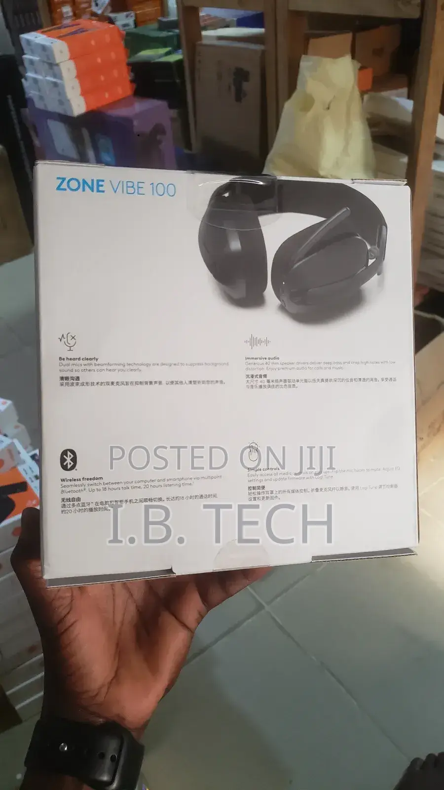 Logitech Zone Vibe 100 Bluetooth Headphones With Noice Canceling Mic