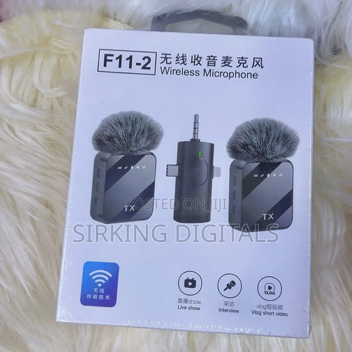 Dual Noise Cancelling Wireless F11-2 Microphone With 3 in 1 Receiver