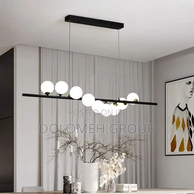Linear Luxury Nordic Chandelier Black Frosted Glass