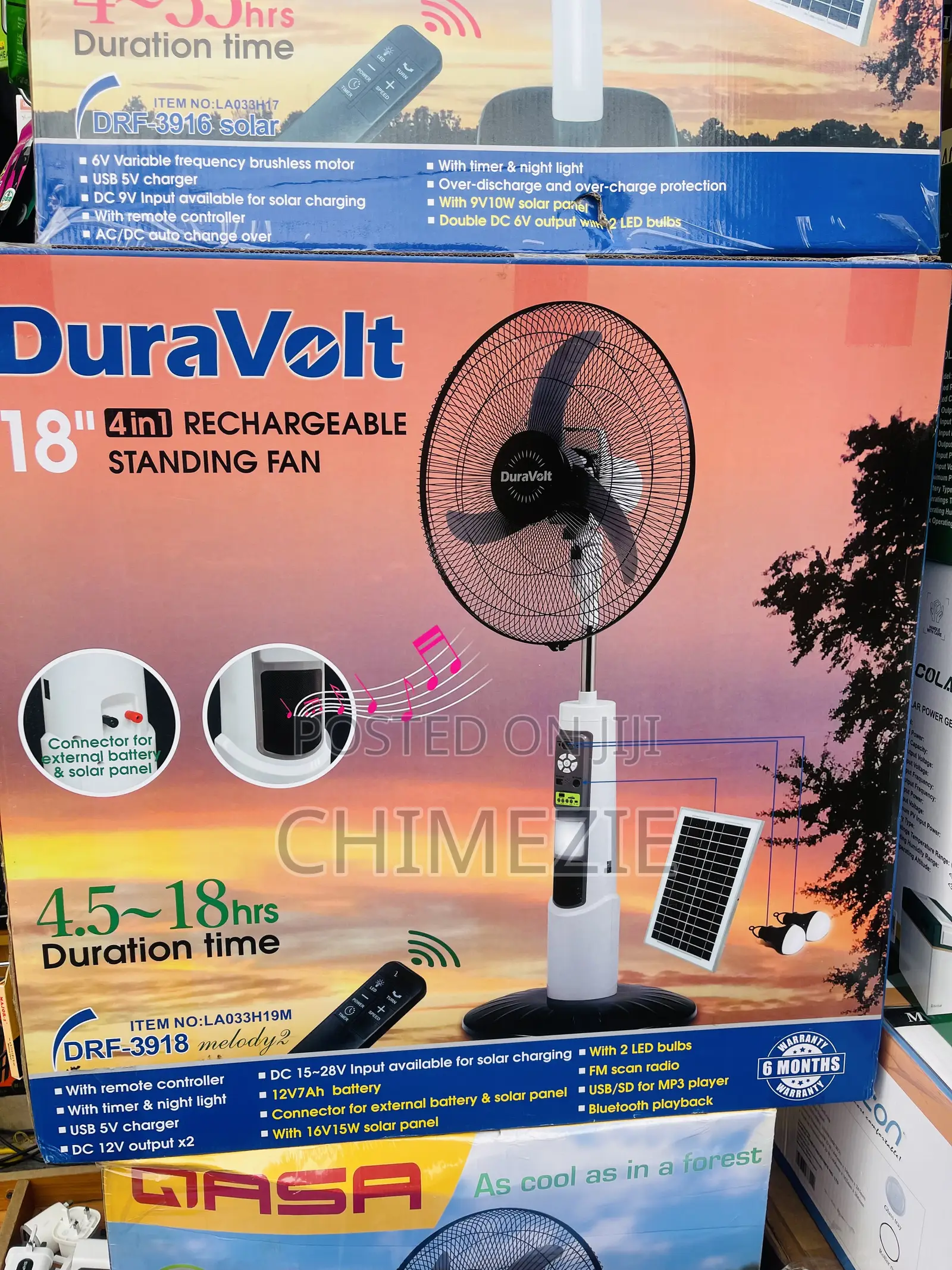 Duravolt 18-Inch 4-in-1 Rechargeable Standing Fan