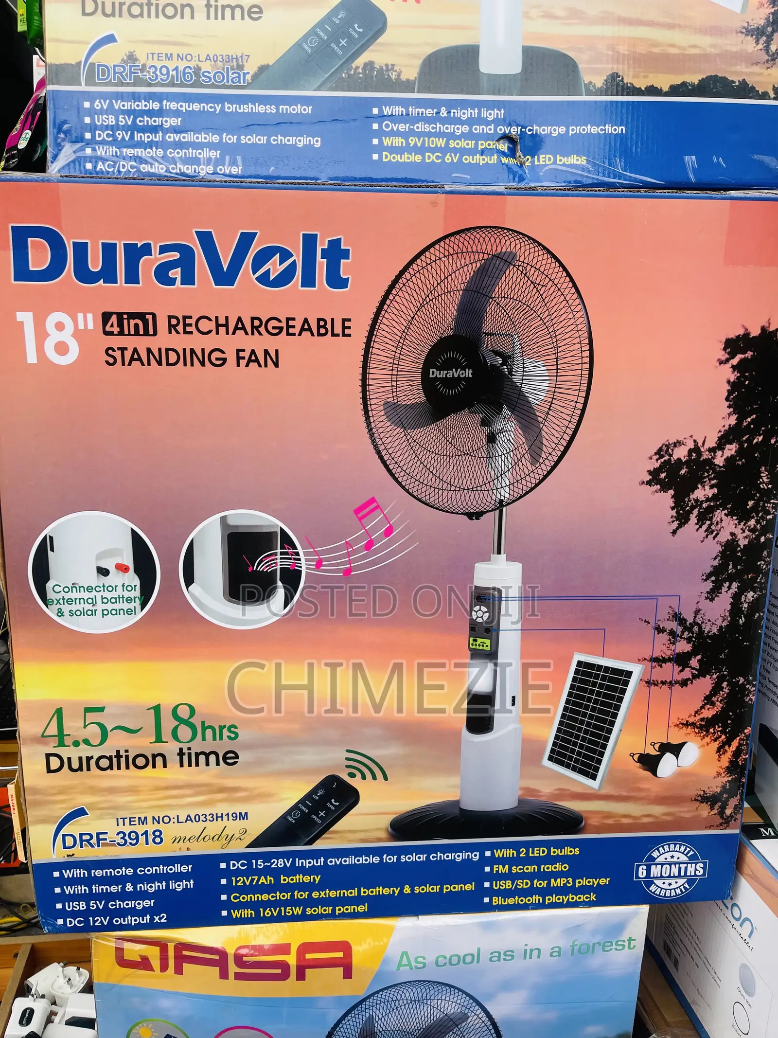Duravolt 18-Inch 4-in-1 Rechargeable Standing Fan