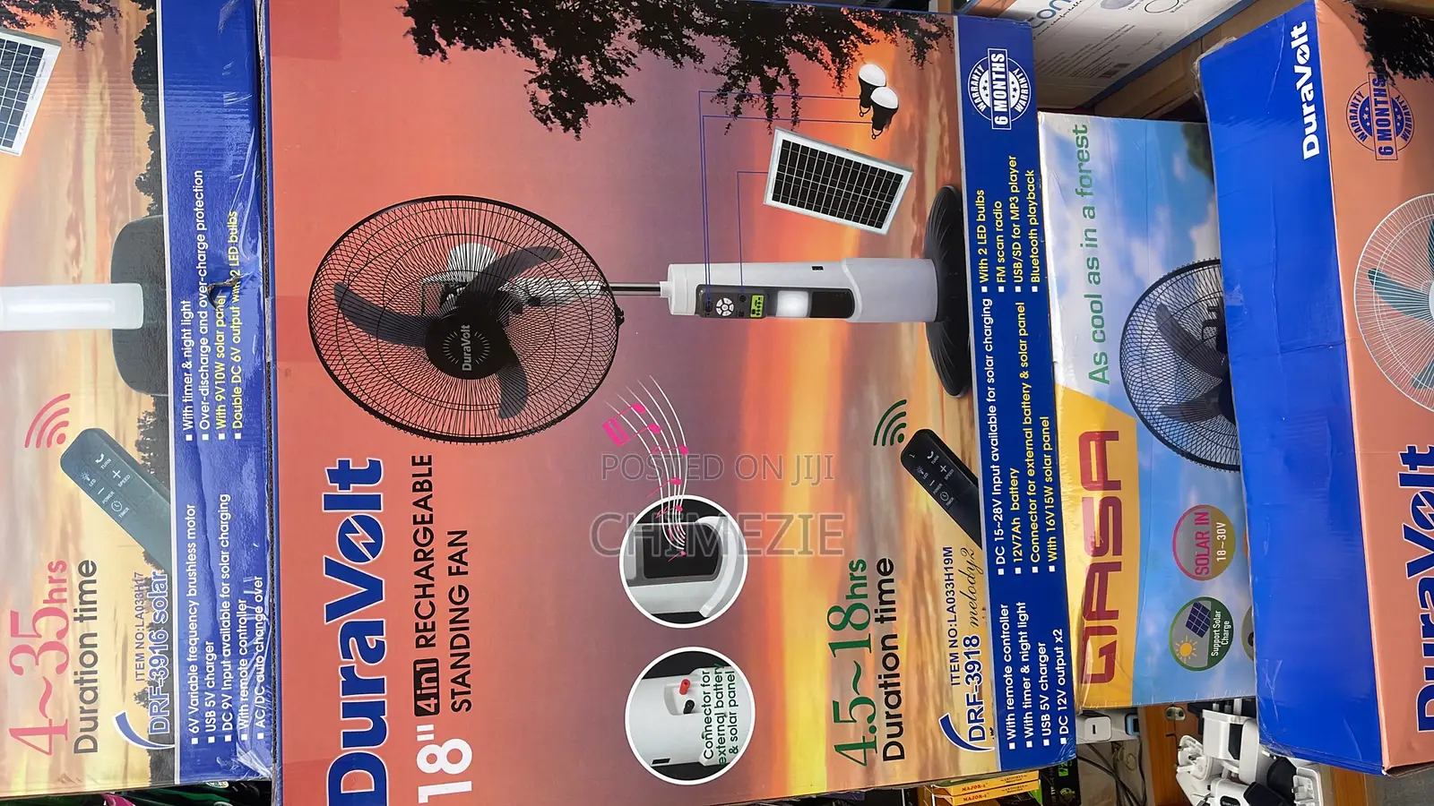 Duravolt 18-Inch 4-in-1 Rechargeable Standing Fan