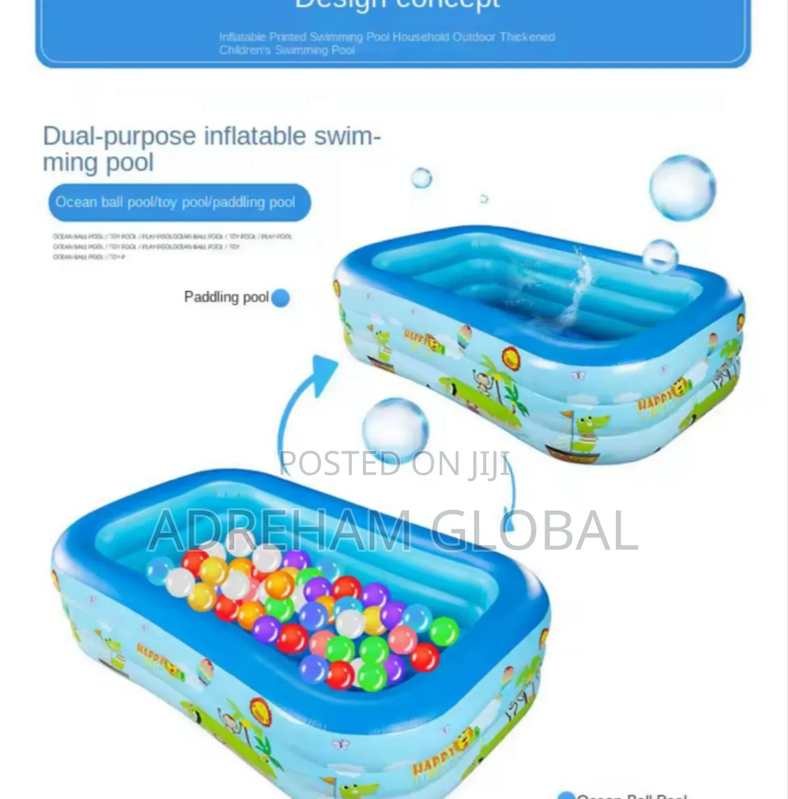 Inflatable Swimming Pool for Kids(with Automatic Pump)Size210x150x60cm