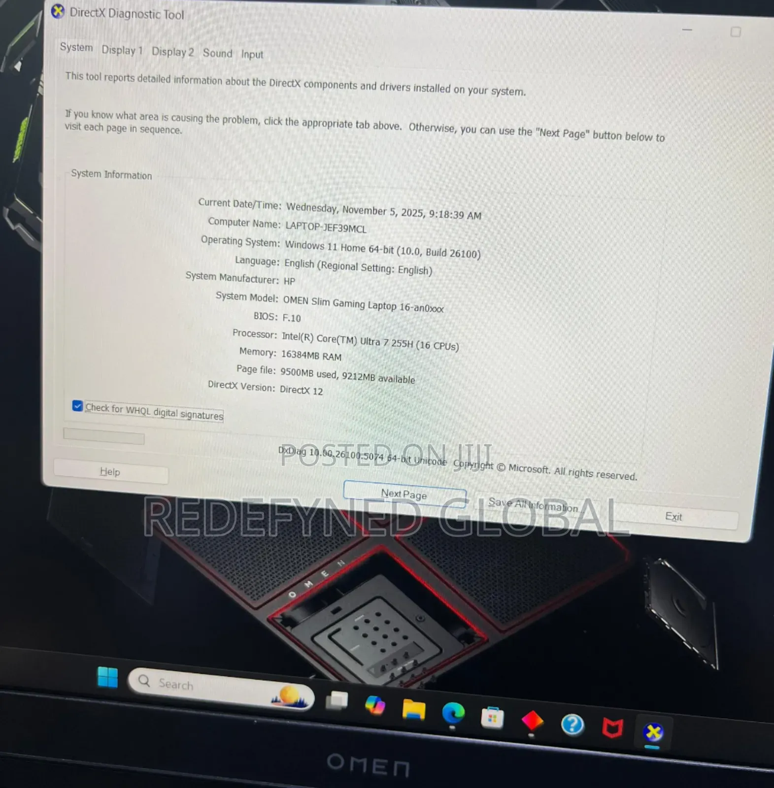Laptop HP Omen Slim 16GB Intel Core Ultra 7 SSD 1T