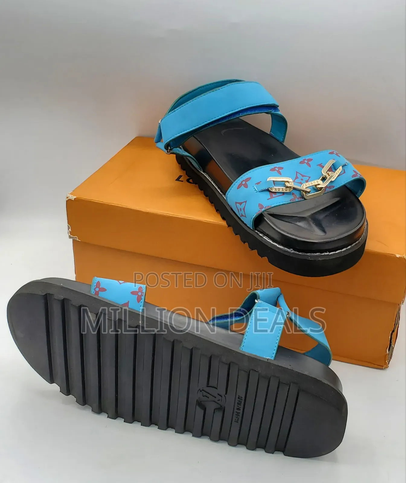 Simple Classic Blue Pattern Men’S Sandals 42