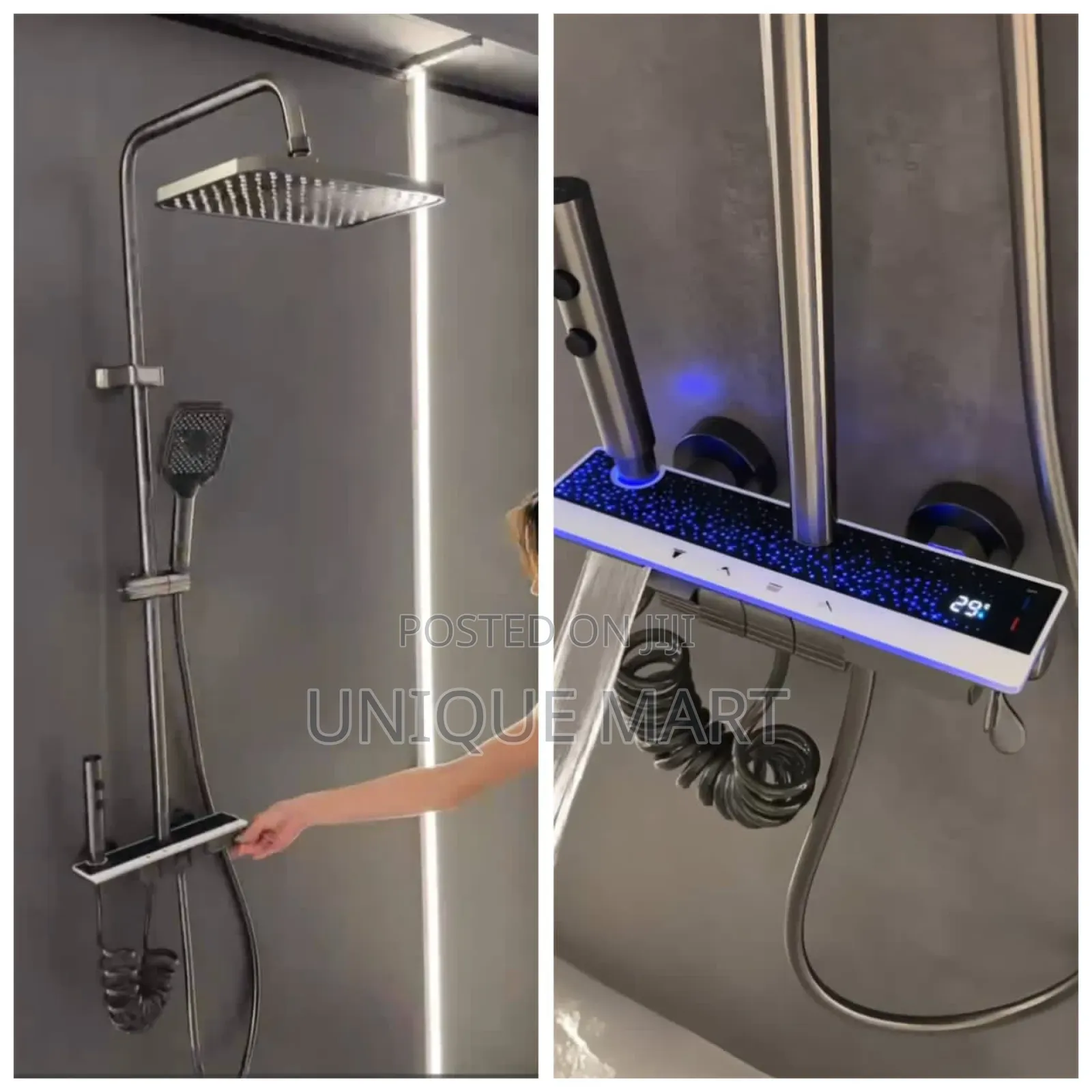 Digital Modern Piano Shower Featuring Thermostatic Control