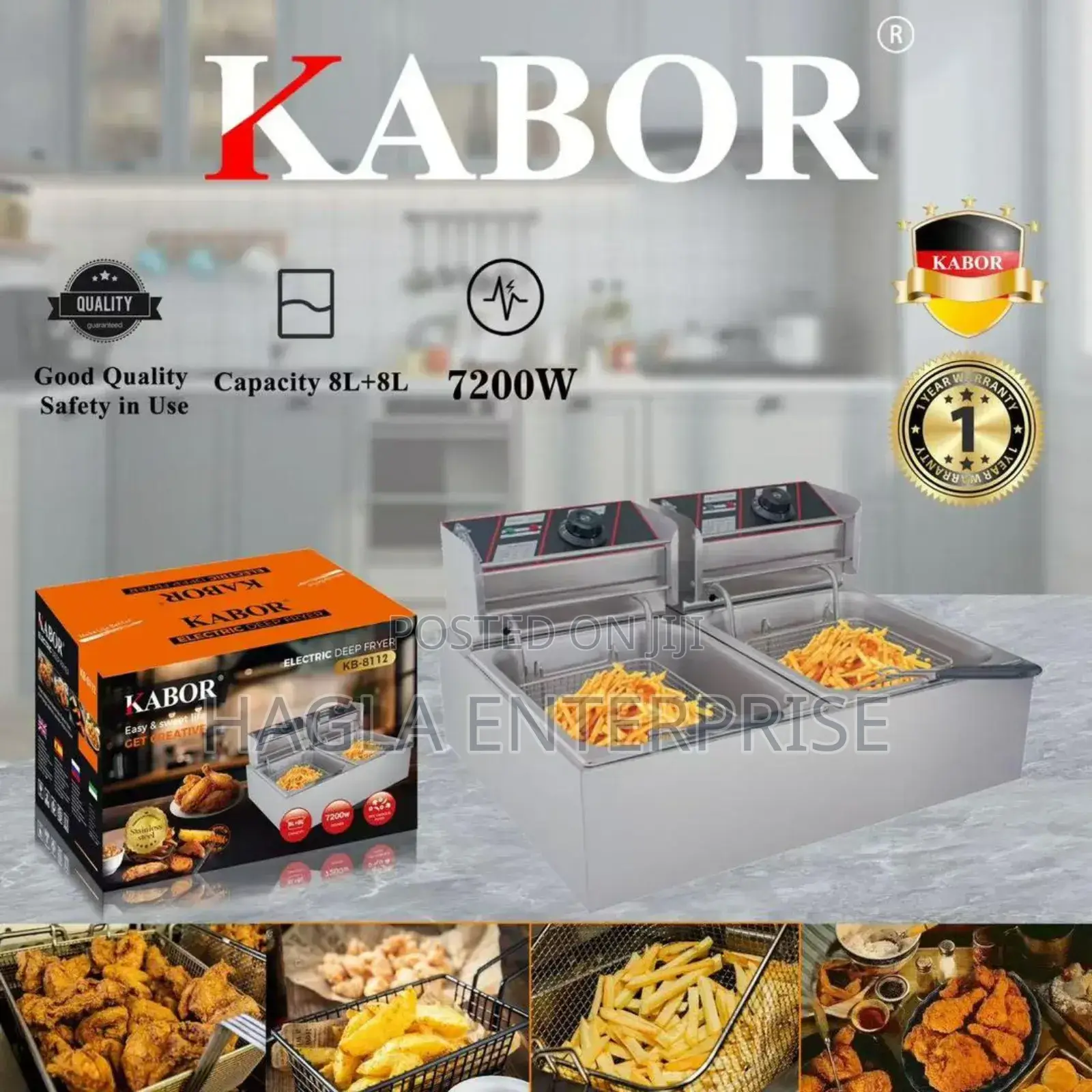 Kabor Electric Deep Fryer – 8l + 8l (16 Litres Total)