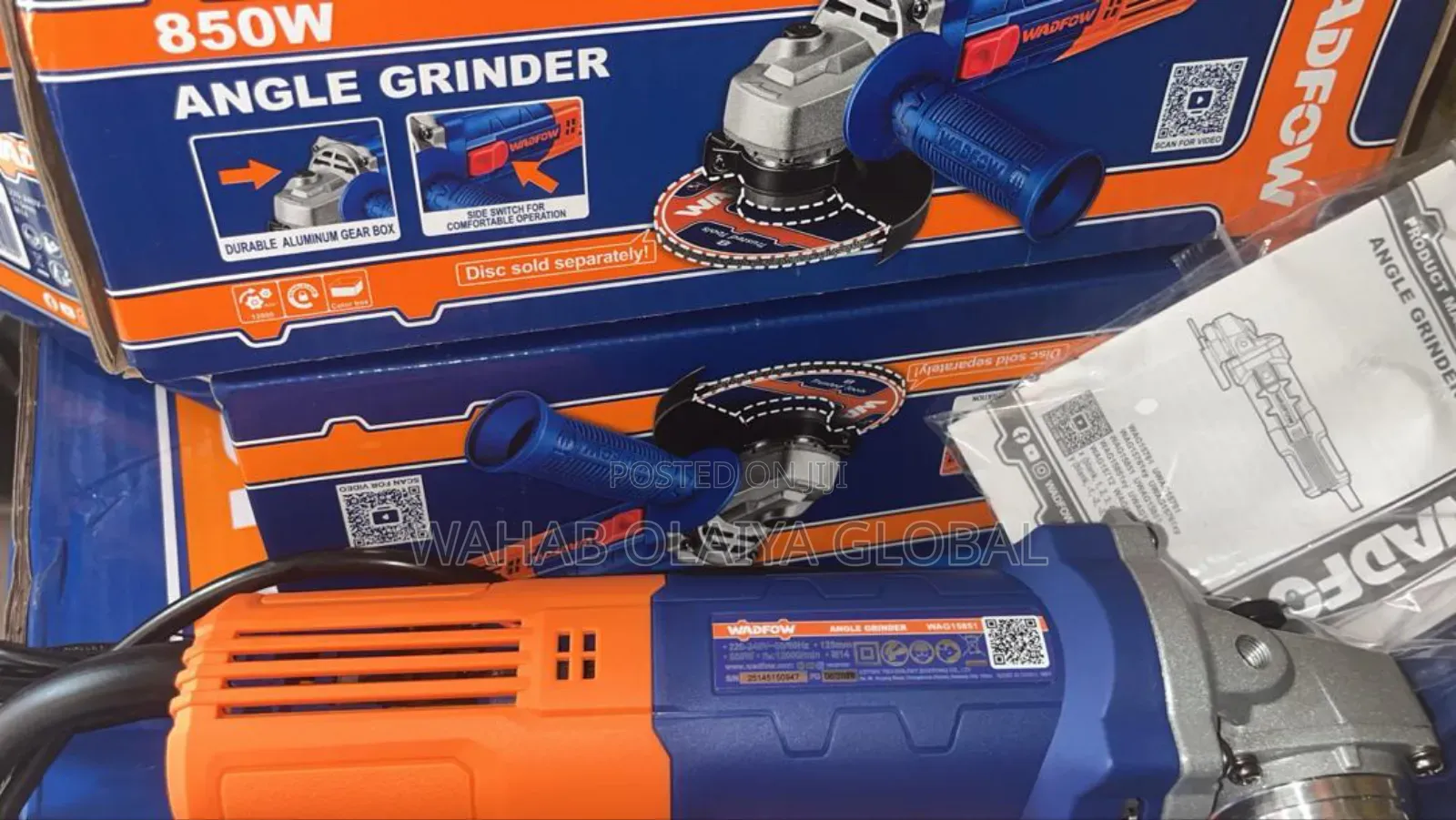 Wadfow 850w Angle Grinder 125mm 12,000rpm