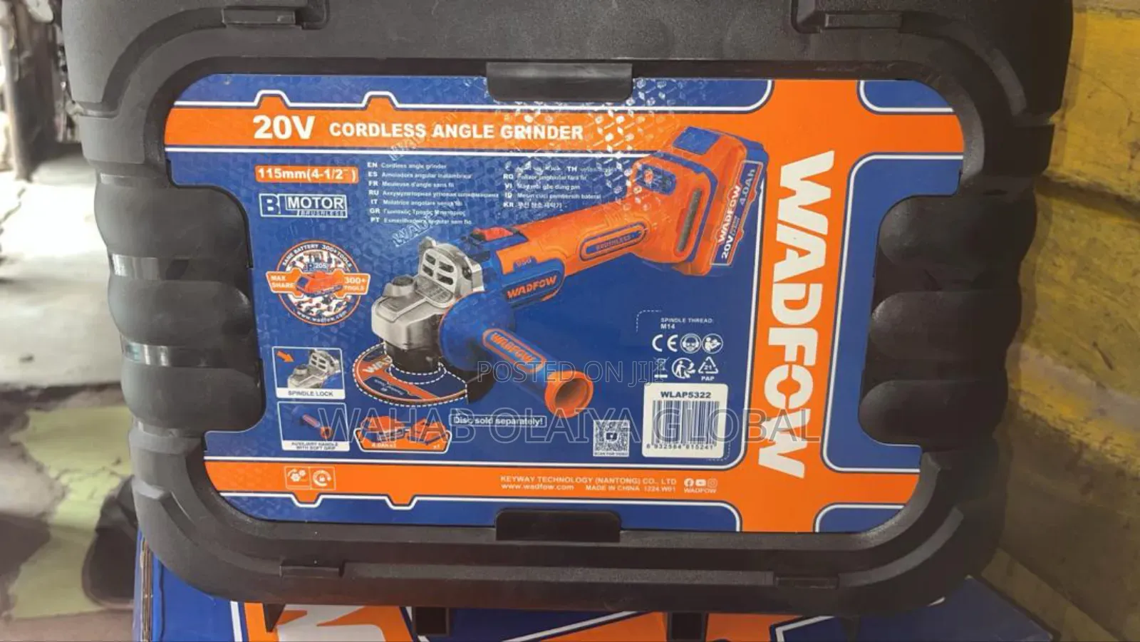 Wadfow 20v Brushless Cordless Angle Grinder 115mm, 2 X 4.0ah Batteries