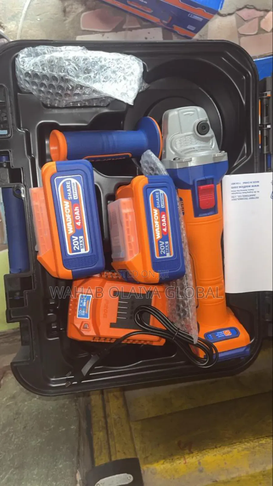 Wadfow 20v Brushless Cordless Angle Grinder 115mm, 2 X 4.0ah Batteries