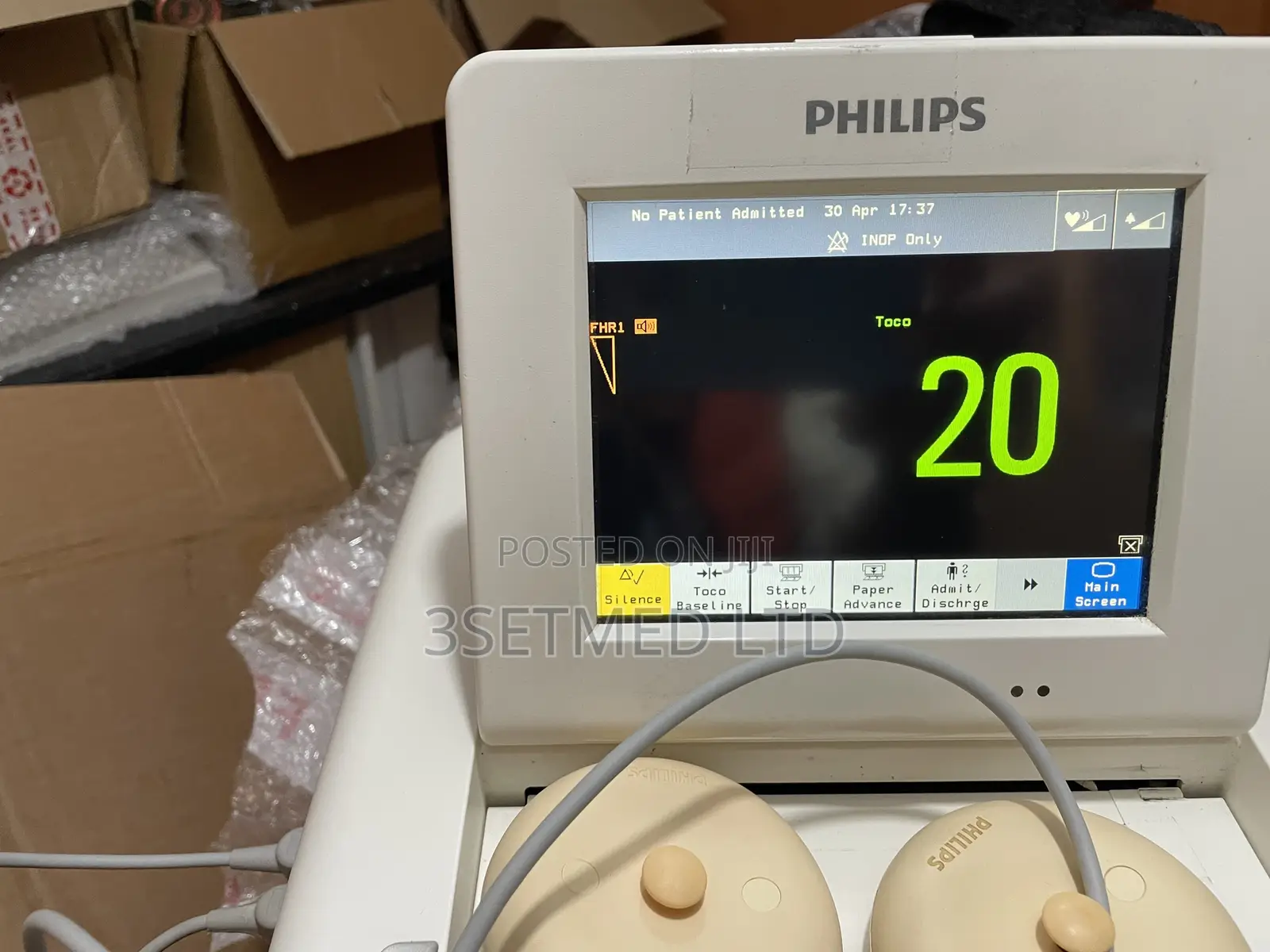 Phiilps Fm30 Fetal Monitor With Toco and Us Transducera