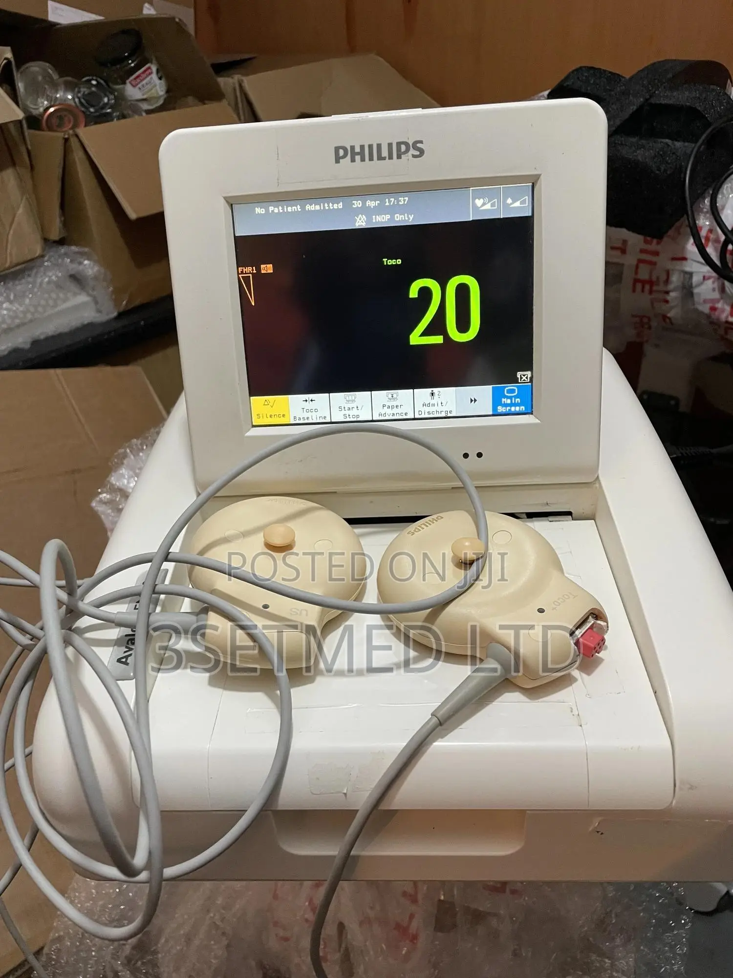 Phiilps Fm30 Fetal Monitor With Toco and Us Transducera