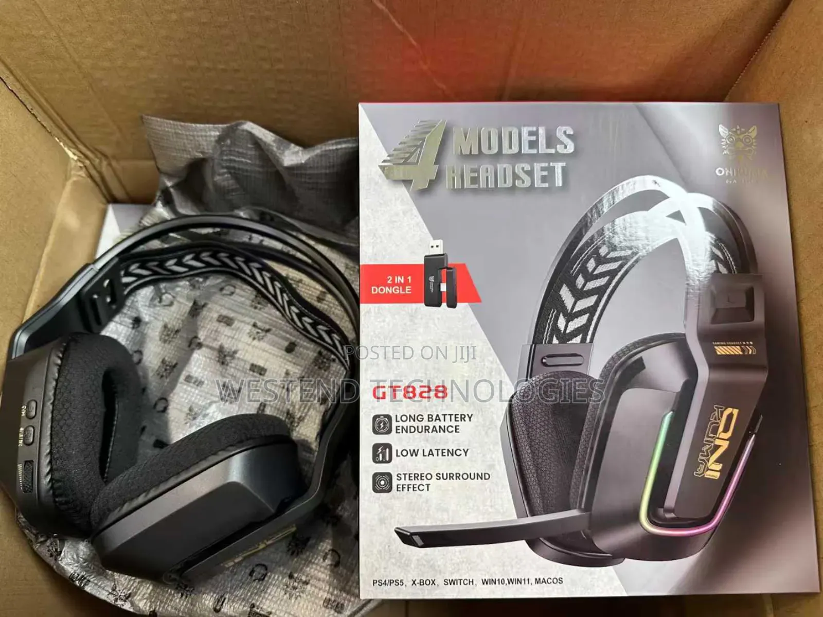 Onikuma Gt828 4-Mode RGB Wireless Gaming Headset With 55hr Playback