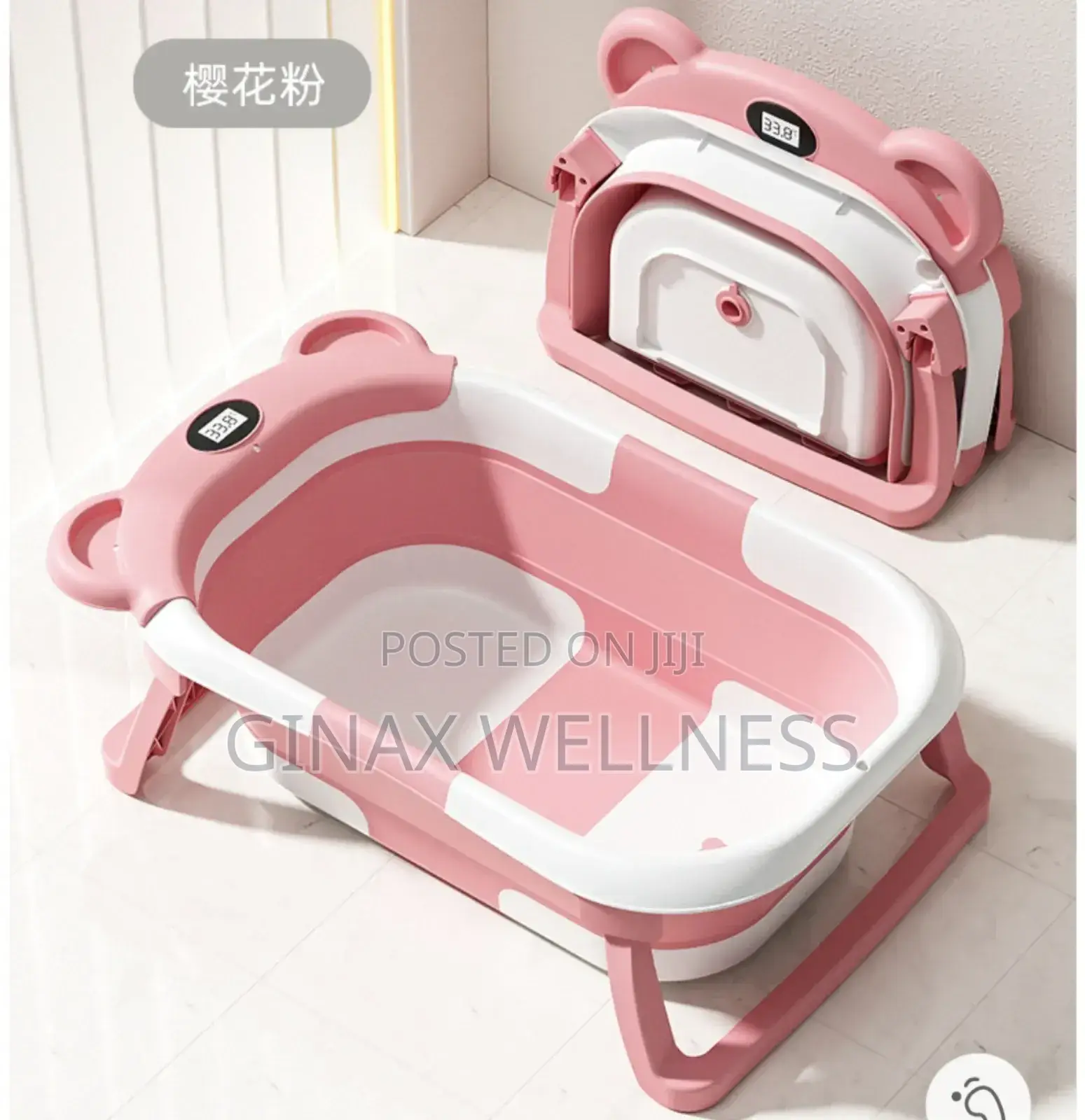 Double-folding Baby Bathtub With Digital Temperature Display